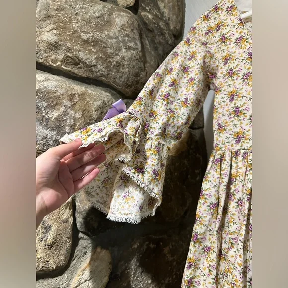 Vintage Handmade Floral Midi Dress with Purple Accents - Picture 5 of 11